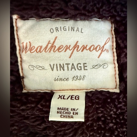 Weatherproof Vintage Full-Zip Jacket Sherpa-Lined Maroon XL – Warm Casual - Picture 3 of 12